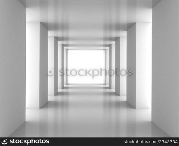 Tunnel with white wall. Computer generated image