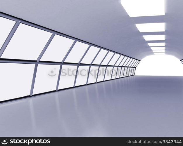 Tunnel with white wall. Computer generated image