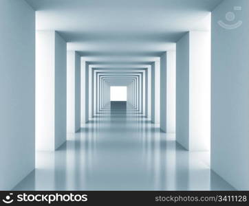 Tunnel with white wall. Computer generated image