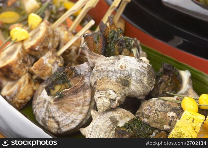 Turban shell grilled in the shell