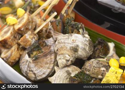 Turban shell grilled in the shell