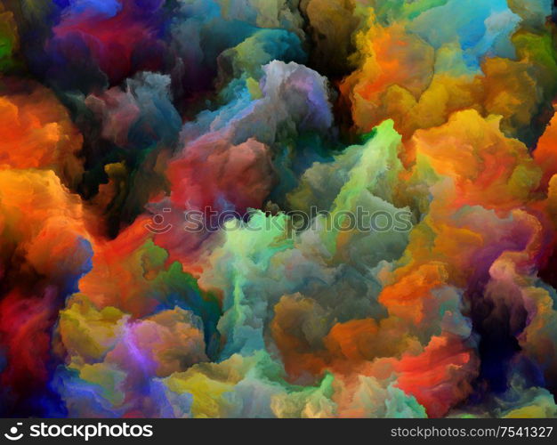 Turbulent Colorful paint series. Thick clouds of color on theme of art, creativity and design.