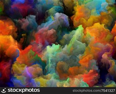 Turbulent Colorful paint series. Thick clouds of color on theme of art, creativity and design.