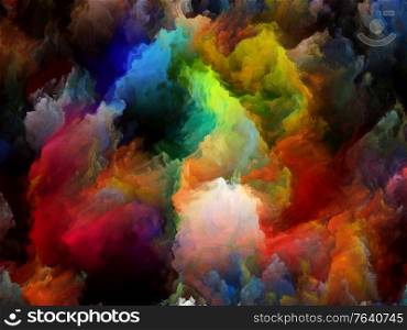 Turbulent Colorful paint series. Thick clouds of color on theme of art, creativity and design.