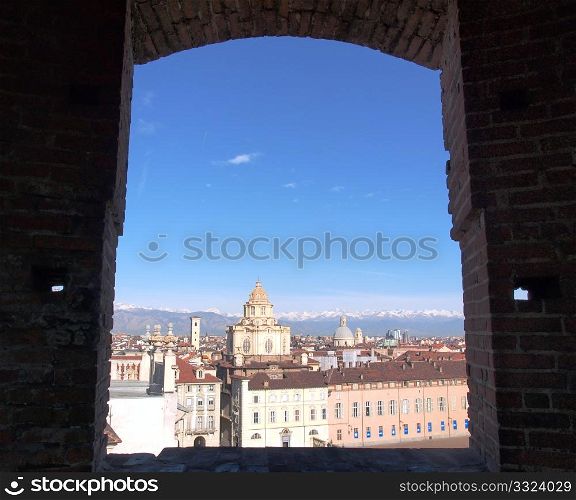 Turin, Italy. View of the town of Turin in Piedmont Italy