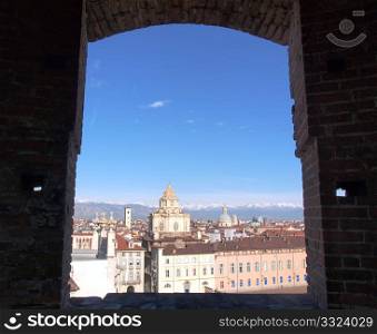 Turin, Italy. View of the town of Turin in Piedmont Italy