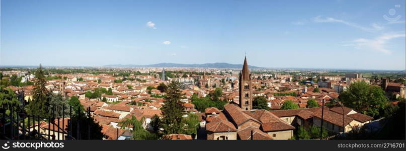 Turin panorama seen from the Castello di Rivoli hill. Turin panorama