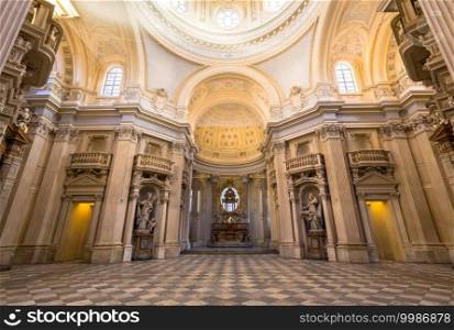 Turin, Piedmont Region, Italy - Circa August 2020  Royal Church in Reggia di Venaria Reale.