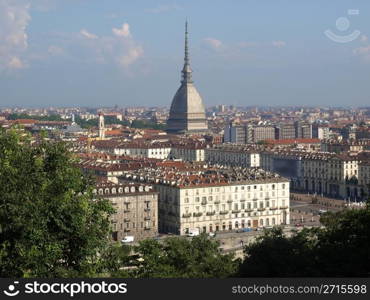 Turin view. City of Turin (Torino) skyline panorama seen from the hill