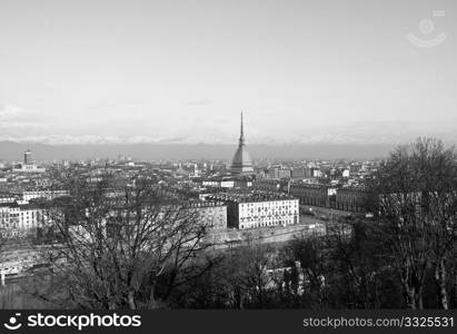 Turin view. City of Turin (Torino) skyline panorama seen from the hill