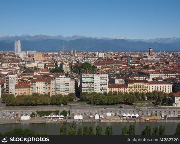 Turin view. Turin skyline panorama seen from the hills surrounding the city