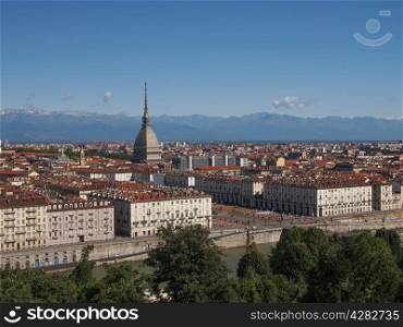 Turin view. Turin skyline panorama seen from the hills surrounding the city