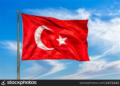 Turk sh flag red and white color. flag of state