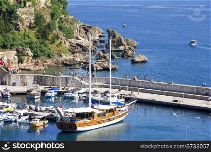 Turkey. Antalya town. Beautiful view of harbor with yachts