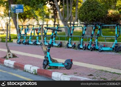 Turkey - Electric scooters used for urban transportation in Antalya