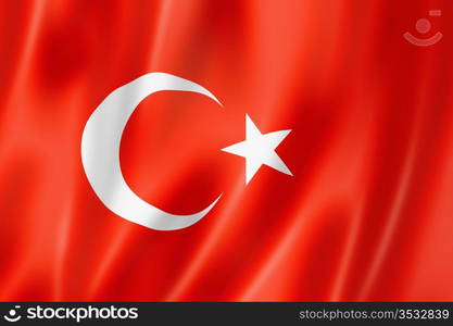 Turkey flag, three dimensional render, satin texture. Turkish flag