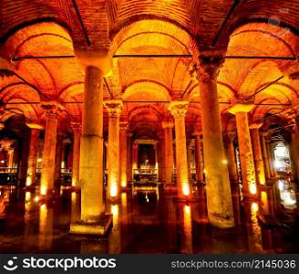 Turkey. Istanbul. Underground basilica cistern. Byzantine water reservoir build by Emperor Justinianus. Basilica Cistern - Istanbul Turkey