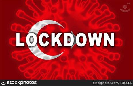 Turkey lockdown preventing ncov epidemic or outbreak. Covid 19 Turkish precaution to isolate disease infection - 3d Illustration