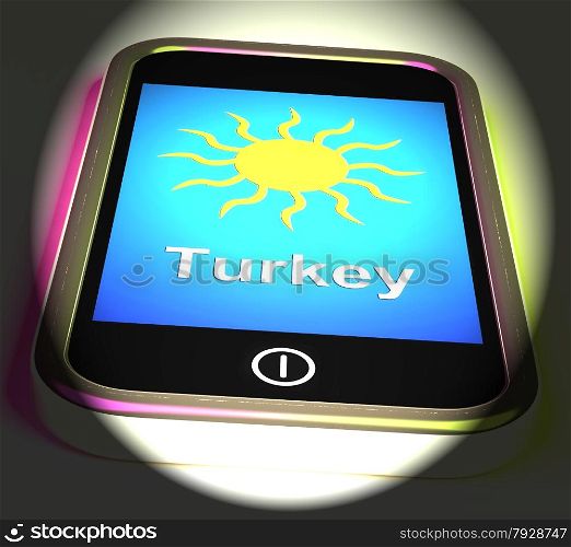 Turkey On Phone Displaying Holidays And Sunny Weather