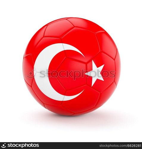 Turkey soccer football ball with Turkish flag isolated on white background. Soccer football ball with Turkey flag