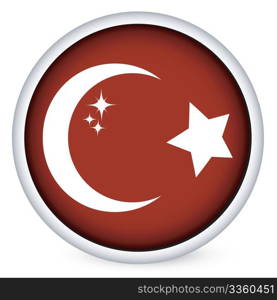 Turkey sphere flag button, isolated vector on white