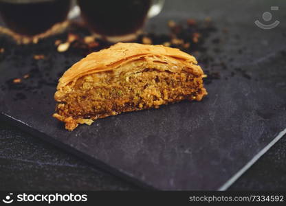 Turkish baklava with organic black tea