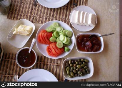 Turkish breakfast on the table