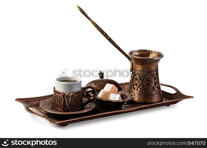 Turkish Coffee isolated on a White background. Turkish Coffee