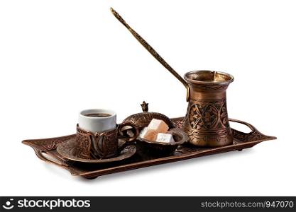 Turkish Coffee isolated on a White background. Turkish Coffee