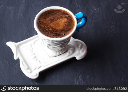 Turkish coffee on a black background