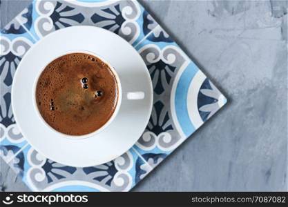 Turkish coffee on a grey background