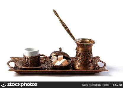 Turkish Coffee on a white background. Turkish Coffee