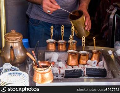 Turkish coffee pots made in a traditional style