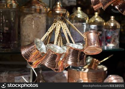 Turkish coffee pots made in a traditional style