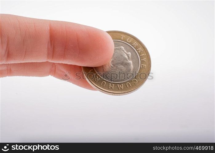 Turkish Currency coin in hand