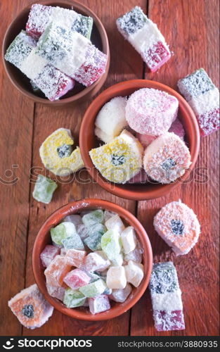 turkish delight in bowls and on a table