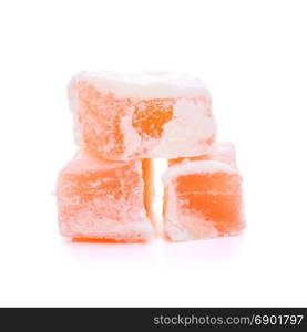 Turkish delight or rahat lokum isolated over white background