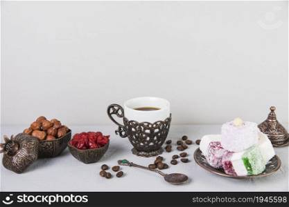 turkish delight with coffee hazelnuts. High resolution photo. turkish delight with coffee hazelnuts. High quality photo