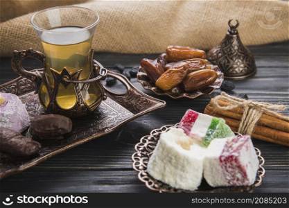 turkish delight with tea dates fruit