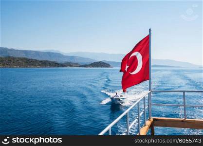 Turkish Flag from yacht, Turkey