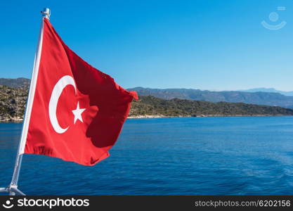 Turkish Flag from yacht, Turkey