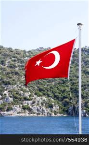 Turkish flag on the boat