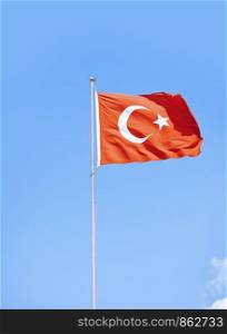 Turkish flag waving in the sky