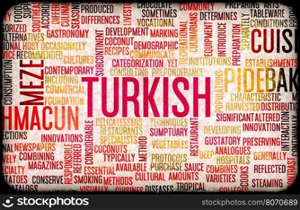 Turkish Food and Cuisine Menu Background with Local Dishes. Turkish Food Menu