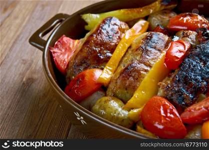 Turkish Kofte with vegetables - Izmir kofte.