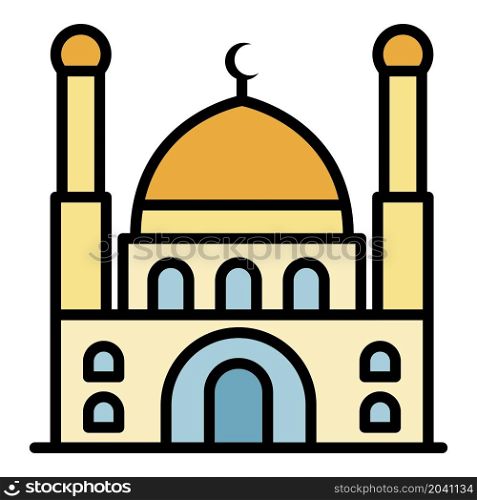 Turkish mosque icon. Outline turkish mosque vector icon color flat isolated. Turkish mosque icon color outline vector