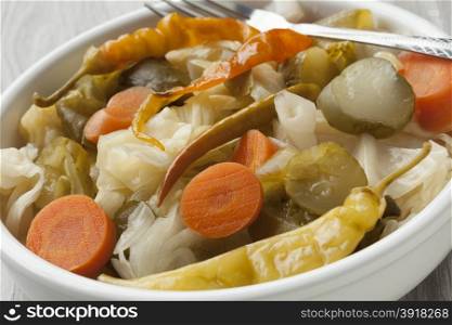 Turkish pickled vegetables in a bowl