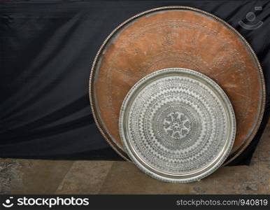 Turkish traditional Antique decorative handmade metallic tray