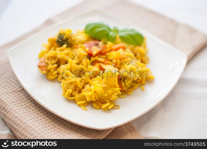 turmeric basmati rice with mediterranean vegetables and chicken