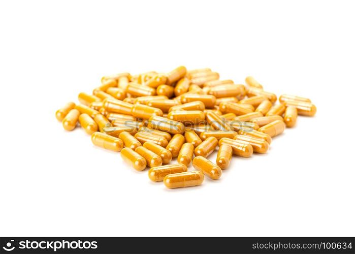turmeric or longa in capsule isolated on white background